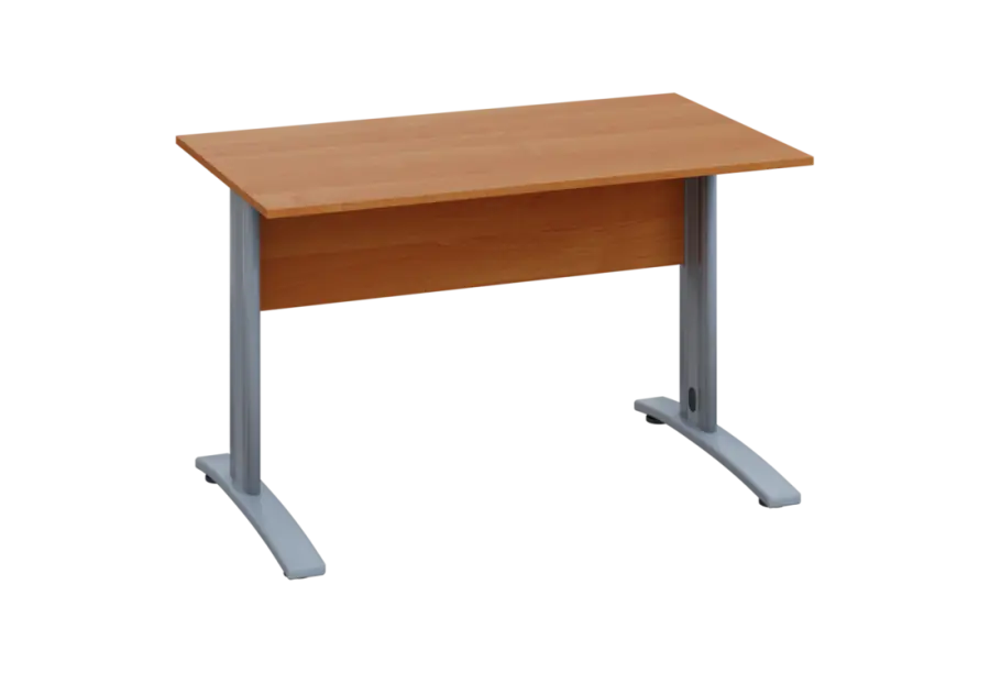 EPK 17 - 12 stůl kancelářský, kovová podnož stříbrná, deska 18 mm, široký 1200 mm, olše jantar